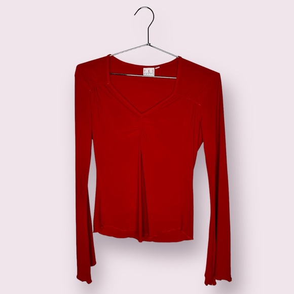 Y2K TKS basics red long sleeve top - Picture 2 of 4